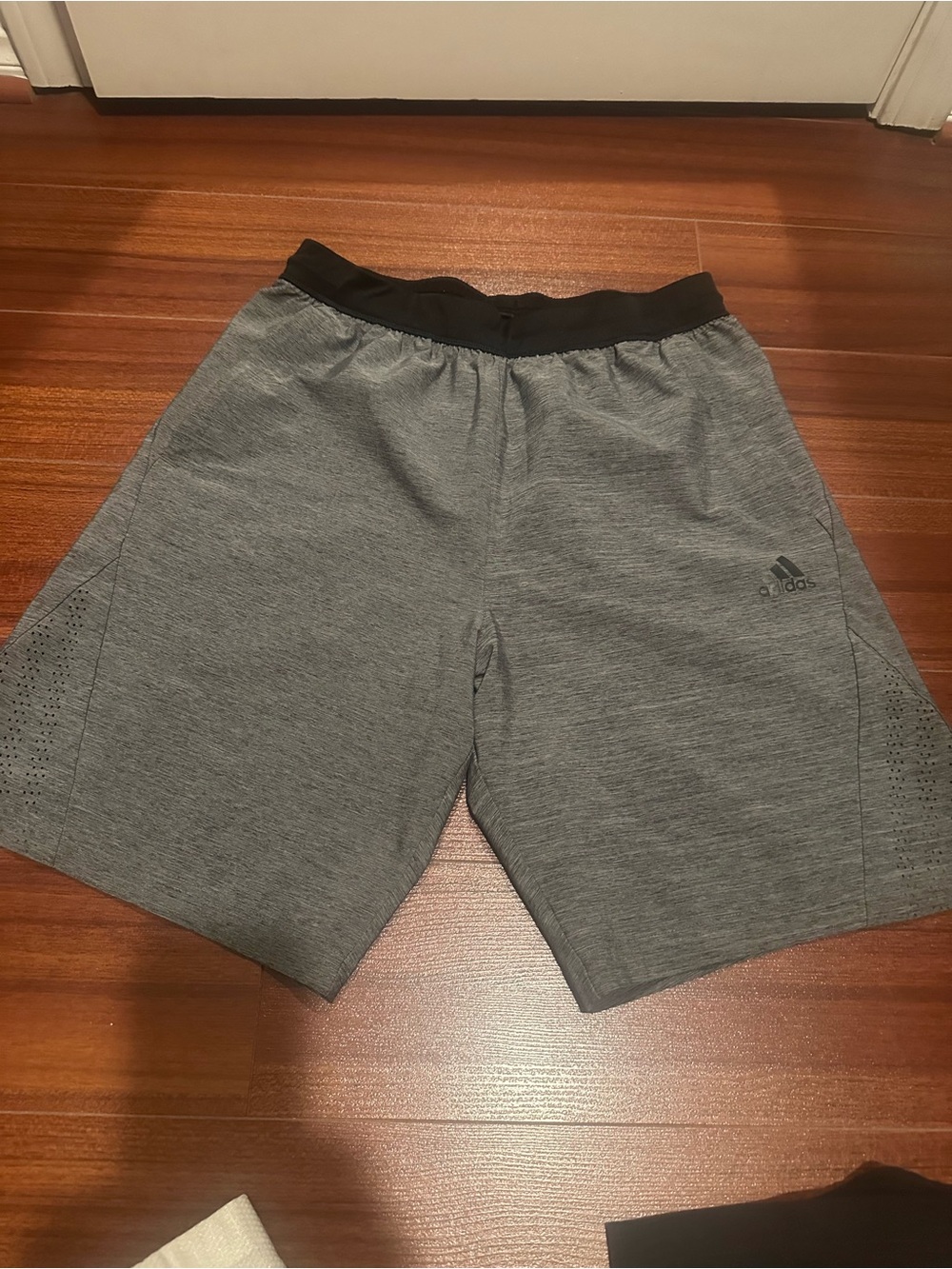 adidas Men’s Gray Athletic Shorts with Black Waistband